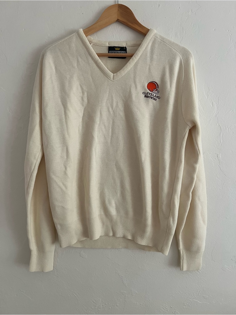 Vintage 80’s Cleveland Browns V-Neck Sweater - Cream